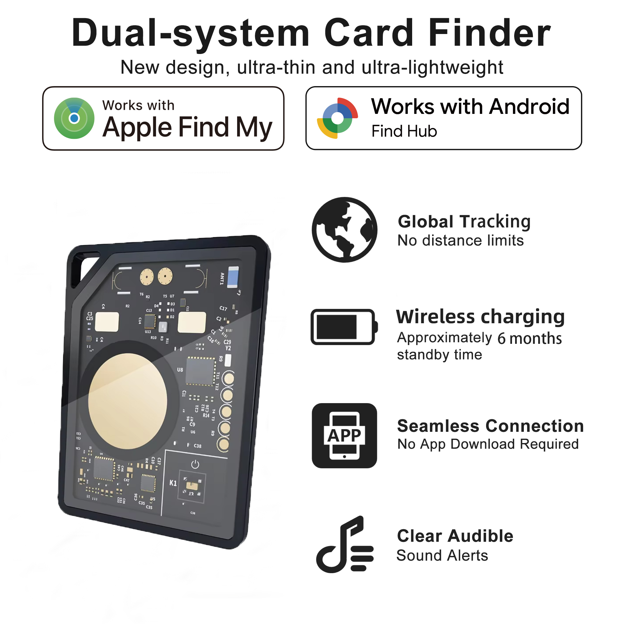 Rechargeable Card Tracker for Wallet, Keys & Bags – Works with iPhone & Android (Find My Compatible) - Image 3